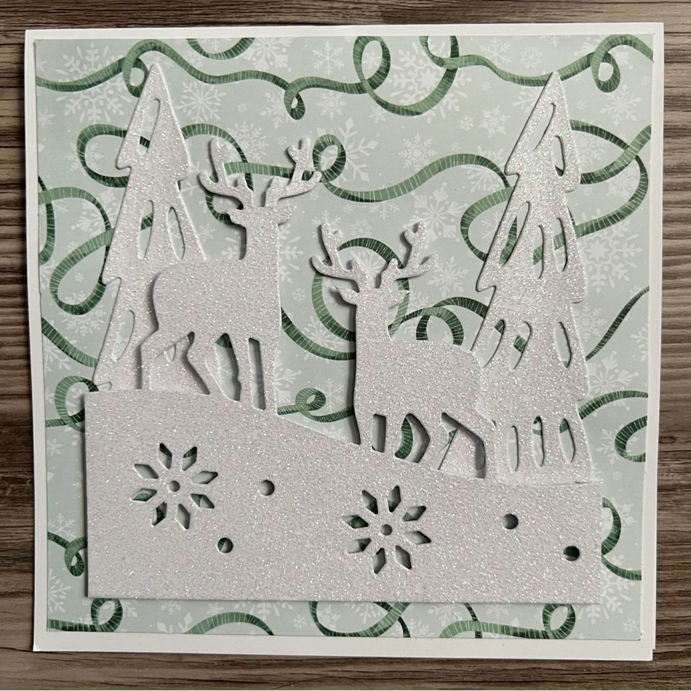 Handmade Christmas Holiday Greeting Cards Set of 8 Square 5.5” x 5.5”